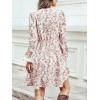 CUPSHE Women Floral Ruffle Summer Dress Surplice V Neck Long Peasant Sleeve Elastic Waist Flowy Casual Holiday Mini Dress(White)