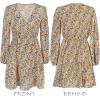 CUPSHE Women Floral Ruffle Summer Dress Surplice V Neck Long Peasant Sleeve Elastic Waist Flowy Casual Holiday Mini Dress(Yellow Floral)