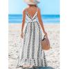 CUPSHE Women Maxi Dresses Spaghetti Straps V Neck Sleeveless Belted Beach Boho Ruffled Summer Pockets Vacation Casual Dress(Black Striped)