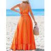 CUPSHE Women Maxi Dresses Spaghetti Straps V Neck Sleeveless Belted Beach Boho Ruffled Summer Pockets Vacation Casual Dress(Orange Paisley)