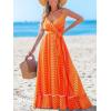 CUPSHE Women Maxi Dresses Spaghetti Straps V Neck Sleeveless Belted Beach Boho Ruffled Summer Pockets Vacation Casual Dress(Orange Paisley)