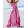 CUPSHE Women Maxi Dresses Spaghetti Straps V Neck Sleeveless Belted Beach Boho Ruffled Summer Pockets Vacation Casual Dress(Pink Paisley)