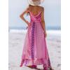 CUPSHE Women Maxi Dresses Spaghetti Straps V Neck Sleeveless Belted Beach Boho Ruffled Summer Pockets Vacation Casual Dress(Pink Paisley)