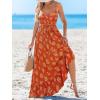 CUPSHE Women Maxi Dresses Spaghetti Straps V Neck Sleeveless Belted Beach Boho Ruffled Summer Pockets Vacation Casual Dress(Red Paisley)