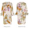 CUPSHE Women Mini Summer Dress Cover Up Oversize Floral Shirt 3/4 Sleeve Cuff Tie Button Down Beach Dresses Cover Up Top(Floral)