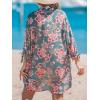 CUPSHE Women Mini Summer Dress Cover Up Oversize Floral Shirt 3/4 Sleeve Cuff Tie Button Down Beach Dresses Cover Up Top(Paisley Floral)
