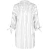 CUPSHE Women Mini Summer Dress Cover Up Oversize Floral Shirt 3/4 Sleeve Cuff Tie Button Down Beach Dresses Cover Up Top(White Pinstriped)
