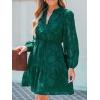 CUPSHE Women Ruffle Lace Mini Fall Dresses Semi Formal Wedding Guest Dress V Neck Long Puff Sleeve Elastic Waist Tie(Green)