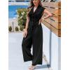 CUPSHE Women’s Cap Sleeve Jumpsuits Dressy One Piece V Neck Buttons Down Collar Wide Leg Pants Jumpsuit(Black)