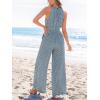 CUPSHE Women’s Casual Loose Overalls Jumpsuits High Neck Sleeveless Wide Leg Boho One Piece Rompers With Pockets(Blue)