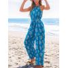 CUPSHE Women’s Casual Loose Overalls Jumpsuits High Neck Sleeveless Wide Leg Boho One Piece Rompers With Pockets(Floral Blue)