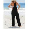 CUPSHE Women’s Casual V Neck Spaghetti Straps Jumpsuit Sleeveles Baggy Long Pants Overall Outfit with Pockets(Black)