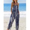 CUPSHE Women’s Casual V Neck Spaghetti Straps Jumpsuit Sleeveles Baggy Long Pants Overall Outfit with Pockets(Blue Print)