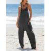 CUPSHE Women’s Casual V Neck Spaghetti Straps Jumpsuit Sleeveles Baggy Long Pants Overall Outfit with Pockets(Dark Grey)