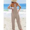CUPSHE Women’s Casual V Neck Spaghetti Straps Jumpsuit Sleeveles Baggy Long Pants Overall Outfit with Pockets(Khaki)
