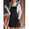 CUPSHE Women’s Corduroy Overall Dress Square Neck A Line Fall Pinafore Mini Dress with Pockets(Black)