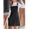 CUPSHE Women’s Corduroy Overall Dress Square Neck A Line Fall Pinafore Mini Dress with Pockets(Black)