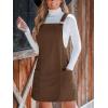 CUPSHE Women’s Corduroy Overall Dress Square Neck A Line Fall Pinafore Mini Dress with Pockets(Brown)