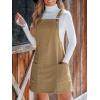 CUPSHE Women’s Corduroy Overall Dress Square Neck A Line Fall Pinafore Mini Dress with Pockets(Khaki)
