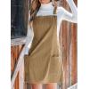 CUPSHE Women’s Corduroy Overall Dress Square Neck A Line Fall Pinafore Mini Dress with Pockets(Khaki)