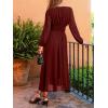 CUPSHE Women’s Fall V Neck Long Sleeve Maxi Dresses Smocked Waist Elegant Cocktail Wedding Guest Dress(Red)