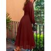 CUPSHE Women’s Fall V Neck Long Sleeve Maxi Dresses Smocked Waist Elegant Cocktail Wedding Guest Dress(Red)