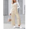CUPSHE Womens Jumpsuit Corduroy Overalls Square Neck Sleeveless Wide Leg Jumpsuits Pockets Casual Outfit Loose Fall Romper(Apricot)