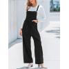 CUPSHE Womens Jumpsuit Corduroy Overalls Square Neck Sleeveless Wide Leg Jumpsuits Pockets Casual Outfit Loose Fall Romper(Black 2)