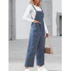 CUPSHE Womens Jumpsuit Corduroy Overalls Square Neck Sleeveless Wide Leg Jumpsuits Pockets Casual Outfit Loose Fall Romper(Blue Plaid)