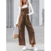 CUPSHE Womens Jumpsuit Corduroy Overalls Square Neck Sleeveless Wide Leg Jumpsuits Pockets Casual Outfit Loose Fall Romper(Brown)