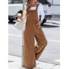 CUPSHE Womens Jumpsuit Corduroy Overalls Square Neck Sleeveless Wide Leg Jumpsuits Pockets Casual Outfit Loose Fall Romper(Camel Brown)