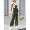CUPSHE Womens Jumpsuit Corduroy Overalls Square Neck Sleeveless Wide Leg Jumpsuits Pockets Casual Outfit Loose Fall Romper(Green)