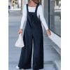 CUPSHE Womens Jumpsuit Corduroy Overalls Square Neck Sleeveless Wide Leg Jumpsuits Pockets Casual Outfit Loose Fall Romper(Navy)