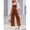 CUPSHE Womens Jumpsuit Corduroy Overalls Square Neck Sleeveless Wide Leg Jumpsuits Pockets Casual Outfit Loose Fall Romper(Orange Brown)