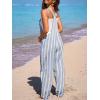 CUPSHE Women’s Jumpsuit Striped Sleeveless Square Neck One Piece Casual Romper Summer Beach Travels Outfits Vacation Blue(Blue)