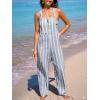 CUPSHE Women’s Jumpsuit Striped Sleeveless Square Neck One Piece Casual Romper Summer Beach Travels Outfits Vacation Blue(Blue)