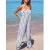 CUPSHE Women’s Jumpsuit Striped Sleeveless Square Neck One Piece Casual Romper Summer Beach Travels Outfits Vacation Blue(Blue)
