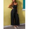 CUPSHE Womens Jumpsuit,Straight Neck Sleeveless Smocked Waist Wide Leg Outfit Casual Dressy for Summer Vacation Beach(Black)