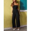 CUPSHE Womens Jumpsuit,Straight Neck Sleeveless Smocked Waist Wide Leg Outfit Casual Dressy for Summer Vacation Beach(Black)