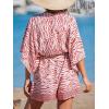 CUPSHE Women’s Jumpsuits Boho Short Sleeve V Neck Wide Leg Overall Tie Outfit Casual Beach(Pink Stripe)