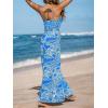 CUPSHE Women’s Jumpsuits Floral Tropical Wide Leg Jumpsuit Sleeveless Overall V Neck Outfit Casual(Blue)