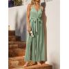 CUPSHE Women’s Jumpsuits Floral Tropical Wide Leg Jumpsuit Sleeveless Overall V Neck Outfit Casual(Green)