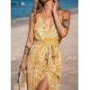 CUPSHE Women’s Jumpsuits Floral Tropical Wide Leg Jumpsuit Sleeveless Overall V Neck Outfit Casual(Yellow Floral)