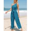 CUPSHE Women’s Jumpsuits Sleeveless Floral One Shoulder Wide Leg Long Pants 2025 Trendy Travel Outfit Pocket(Ocean Blue)