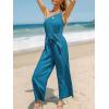 CUPSHE Women’s Jumpsuits Sleeveless Floral One Shoulder Wide Leg Long Pants 2025 Trendy Travel Outfit Pocket(Ocean Blue)