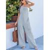 CUPSHE Womens Maxi Denim Jumpsuit Square Neck Sleeveless Casual Backless Loose Overall Jeans Wide Leg Long One Piece Jumpsuit(Light Blue)