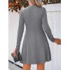 CUPSHE Women’s Mini Dresses Round Neck Long Sleeve Textured Button Knit A Line Short Casual Fall Dresses(Grey)