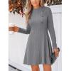 CUPSHE Women’s Mini Dresses Round Neck Long Sleeve Textured Button Knit A Line Short Casual Fall Dresses(Grey)