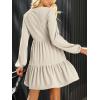 CUPSHE Women’s Mini Fall Dresses Knit Casual Long Sleeve Crew Neck Flowy Tiered Ruffled Short Sweater Dress(Beige)