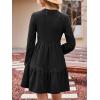 CUPSHE Women’s Mini Fall Dresses Knit Casual Long Sleeve Crew Neck Flowy Tiered Ruffled Short Sweater Dress(Black)